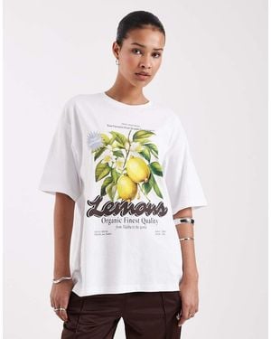 JJXX Oversized T-shirt With Lemon Print - White