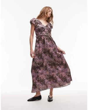 & Other Stories Maxi Dress With Tier Hem And Ruffle Sleeves - Gray