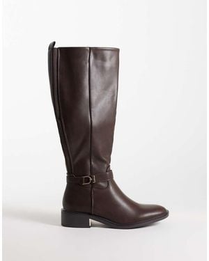 SEQWL Latte Buckle Riding Boots - Brown