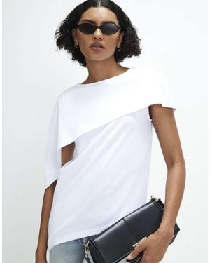 River Island Asymmetric Cape T-Shirt - White