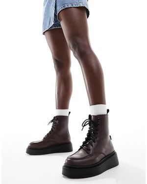 Levi's Luna Lace Up Leather Look Boots - Black
