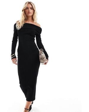 Miss Selfridge Long Sleeve Bardot Maxi Dress - Black