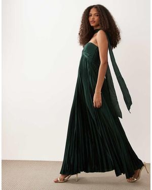 Abercrombie & Fitch Strapless Plisse Maxi Dress With Scarf Detail - Black