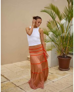 South Beach X Misha Grimes Tiered Contrast Maxi Beach Skirt - Green