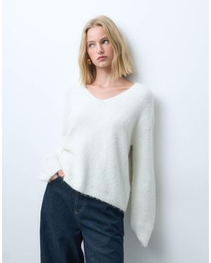 Vero Moda Oversize-pullover mit v-ausschnitt aus weichem strick - Weiß