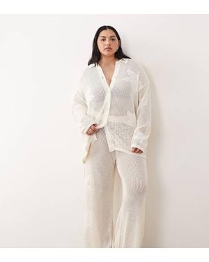 Pretty Lavish Curve Pantaloni Oversize - Neutro