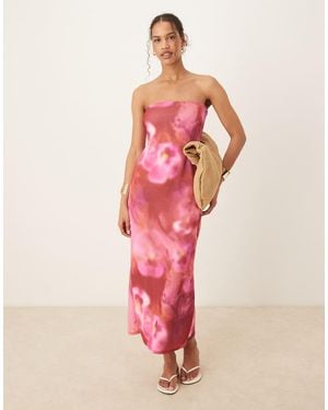ASOS Bandeau Scuba Midi Dress - Pink