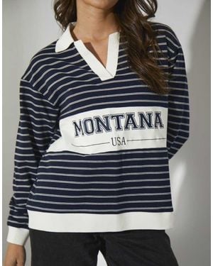 South Beach Montana Stripe Rubgy Shirt - Grey