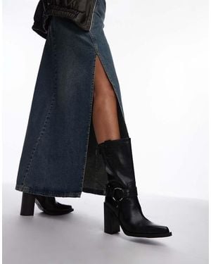 Bronx Mya Mae Western Heeled Ankle Boots - Blue