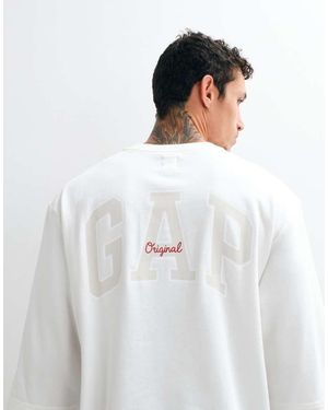 Gap Crew Neck Short Sleeved Logo Sweat Top - White