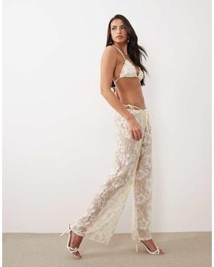 South Beach Glitter Lace Beach Trouser - Natural