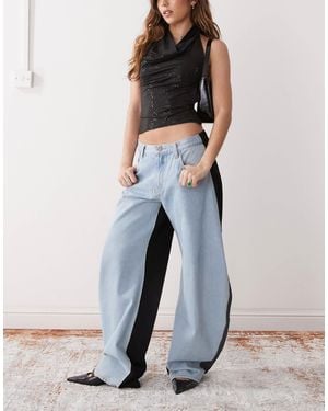 Lioness – horseshoe – jeans mit abgerundetem beinschnitt und kontrastdesign - Blau