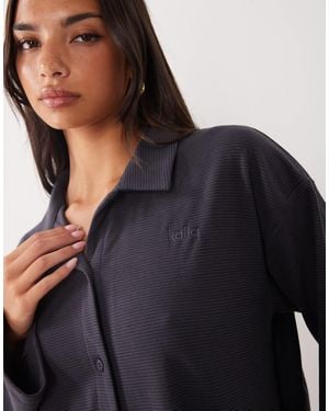 Kaiia Super Soft Sleeve Oversized Lounge Shirt - Black