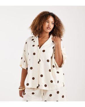 ASOS Asos Design Curve Revere Collar Linen Look Shirt - Natural