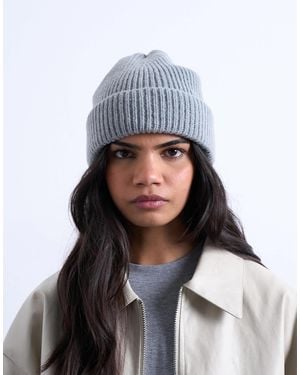 TOPSHOP Henry Ribbed Beanie - White