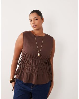 ASOS Asos Design Curve Linen Look Sleeveless Top With Drawstring Waist - Red