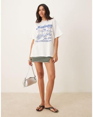 ASOS Oversized T-shirt With Manhattan Graphic - Natural