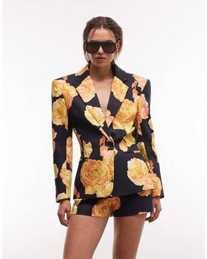 ASOS Blazer With Nipped Waist And Power Shoulder - Multicolor