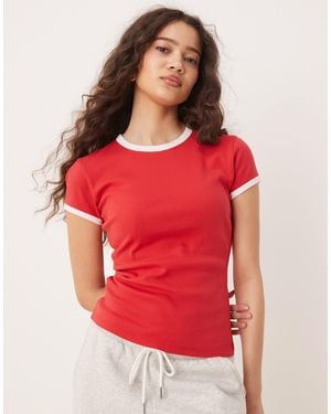 Abercrombie & Fitch Slim Fit Ribbed T-shirt - Red