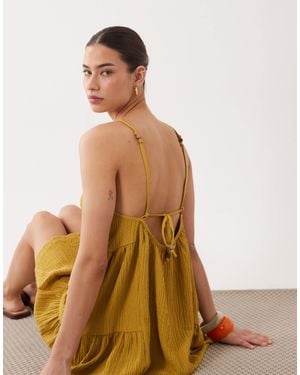 ASOS Textured Halter Trapeze Mini Dress - Brown