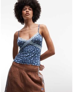Reclaimed Vintage Animal Print Lace Cami - Blue