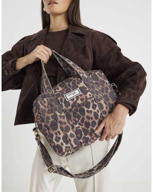 River Island Canvas Leopard Print Holdall Bag - Grey