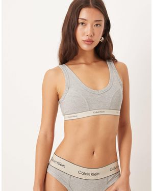 Calvin Klein Heritage Cotton Lightly Lined Triangle Bra - Gray