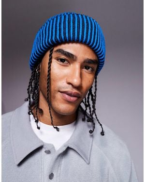 ASOS Plated Ribbed Beanie - Blue