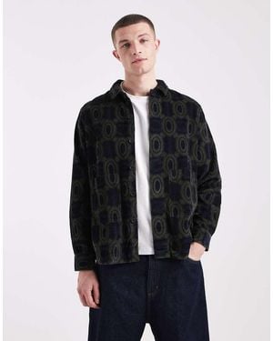 Farah Stanley Printed Longsleeve Corduroy Shirt - Blue