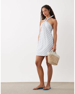 Cotton On Linen Halterneck Dress - White