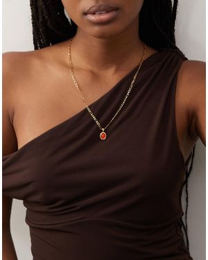 En Route Devon - collier chaîne à mailles figaro en plaqué or 18 carats avec pendentif rouge carmélite - Noir
