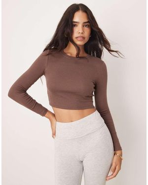 New Look Top Girocollo A Maniche Lunghe - Marrone