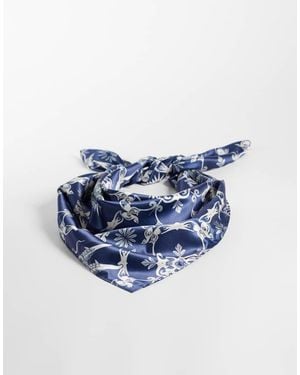 ASOS Floral Pattern Satin Bandana - Blue