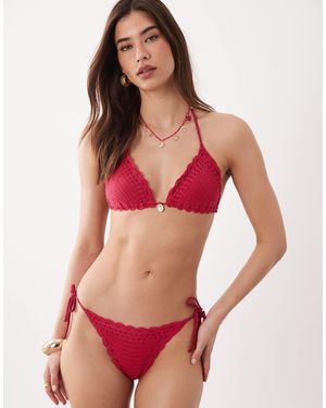 New Look – gehäkeltes triangel-bikinioberteil - Rot