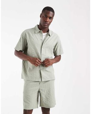 Jack & Jones Co-ord Stripe Short Sleeve Shirt - Grey