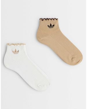 adidas Originals 2 Pack Ruffle Ankle Socks - White