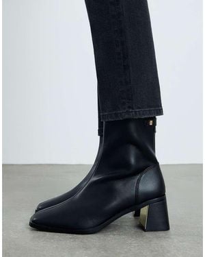 River Island Block Heel Stretch Sock Boots - Black