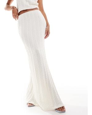 Y.A.S Cable Knit Maxi Skirt Co-ord - White