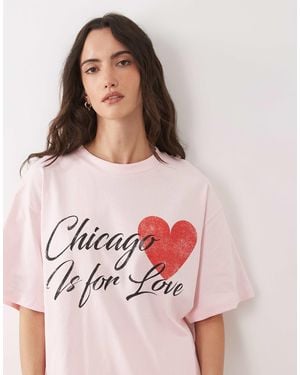 ASOS Short Sleeve Oversized T-shirt With Chicago Love Graphic - Red