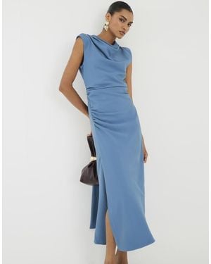 River Island Cowl Neck Sleeveless Midi Dress - Blue