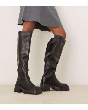 Raid Wide Fit Maureen Knee Boots With Buckle Detailing - Black