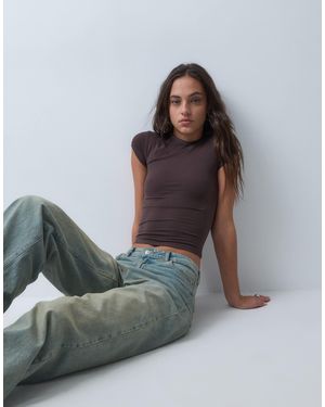 Collusion Fitted Cap Sleeve Tshirt - Brown