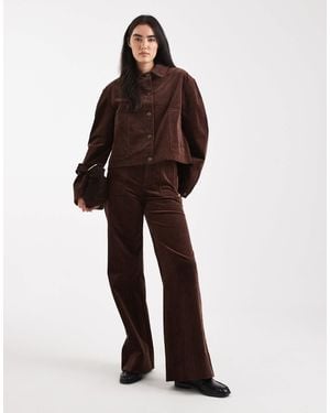 ASOS Wide Leg Pocket Detail Cord Pants - Brown