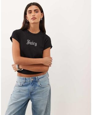 Juicy Couture Diamante Logo Baby T-shirt - Black