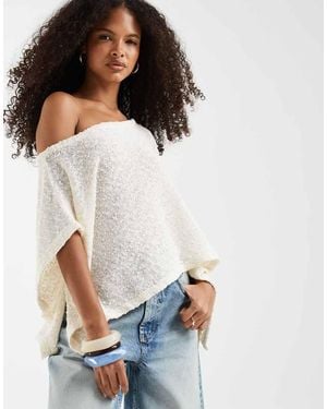 ASOS Textured Knit Sheer Poncho - White