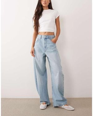 ASOS Jeans Met Hoge Taille En Barrel Leg - Blauw