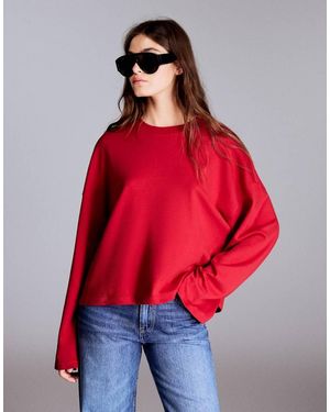 Bershka Boxy Long Sleeve T-shirt - Red