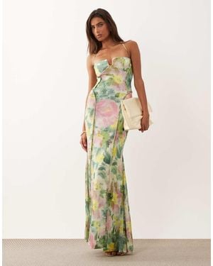 ASOS Mesh Exposed Seam Sculpted Cupped Maxi Dress - Green