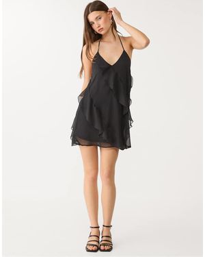 Stradivarius Ruffled Dress - Black