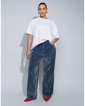 ASOS Asos design curve jean baggy à jambe large avec flocage - Bleu